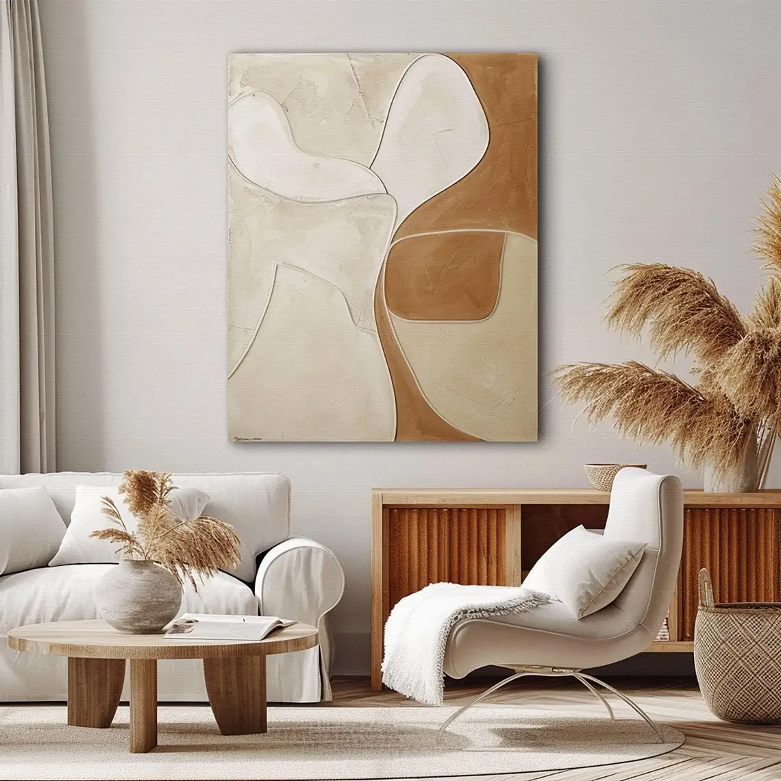 Large Brown And Beige Texture Handmade Oil Painting Canvas 3D Texture Wall Art Large Modern Contemporary Artwork For Living Room