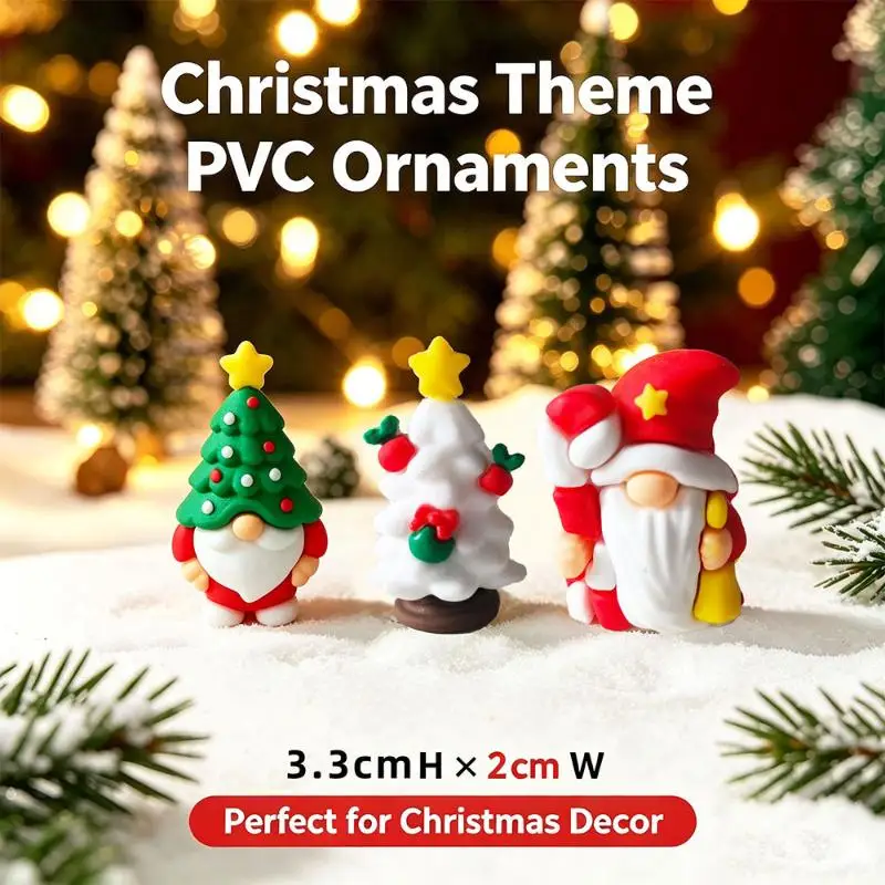 3/6/12 PCS Mini Gnomes Figurines Christmas Small Statue Santa Claus Dwarf Ornament Holiday Lawn Fairy Garden Home Decoration Acc