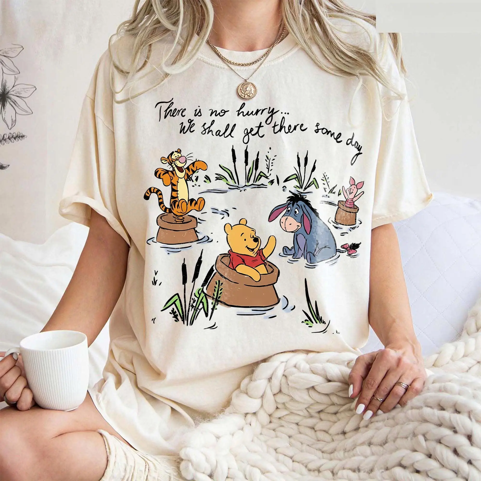 

Plus Size Women's Classic Disney Winnie The Pooh T Shirt Disneyland Trip Vacation Shirt Pure Cotton Streetwear Oversized