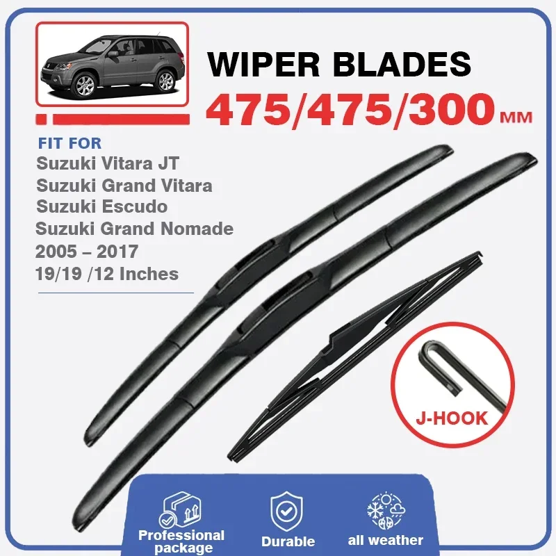 Front Rear Wiper Blades Set Kit For Suzuki Vitara Escudo Nomade Grand Vitara 2005 - 2017 Windshield Window Windscreen 19\