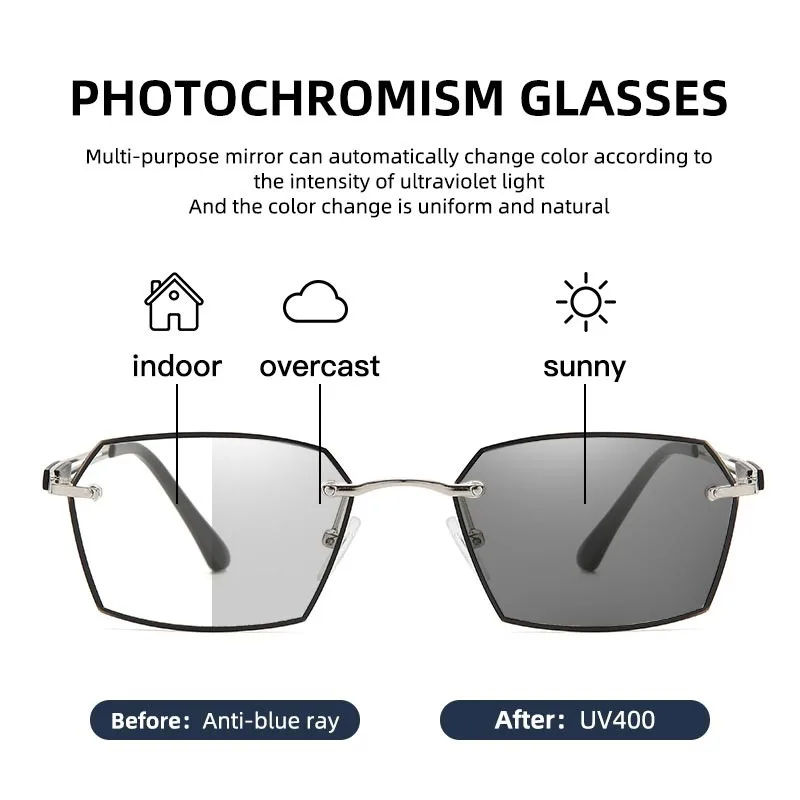 Gafas fotocromáticas antiradiación para hombres y chicos, lentes reemplazables, gafas de transición, montura de especificaciones elásticas Retro, antiazul