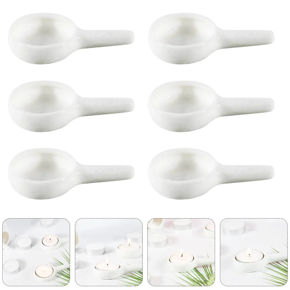 

8Pcs Candleholder Ceramic Spoon Tealight Stand Home Decor Wax Warmer Tray Aroma Burner for Spa Yoga Meditation
