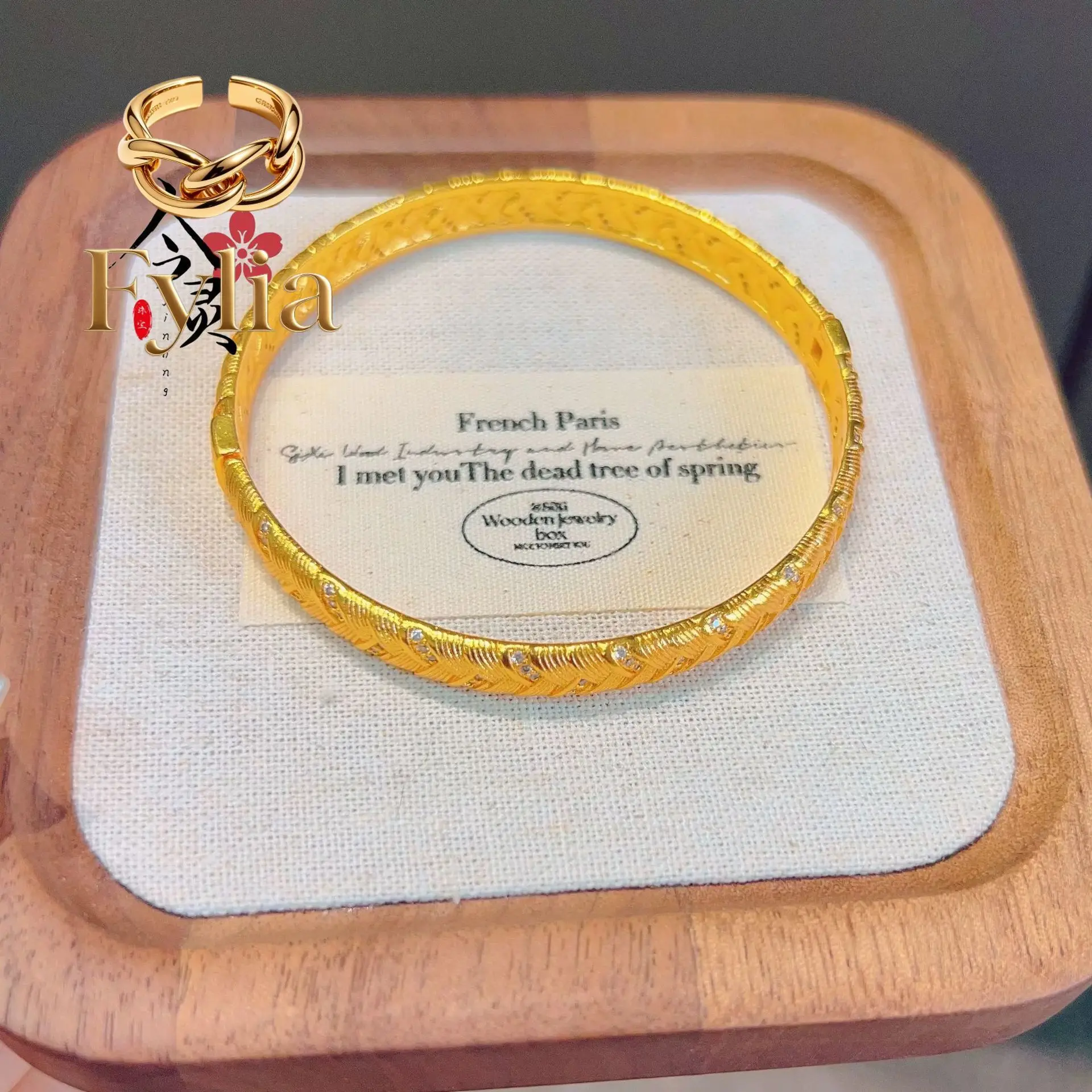 Fylia Jewelry  Luxury 9999 24K real gold Dot diamond braided bracelet Fashion high bracelet simple and versatile