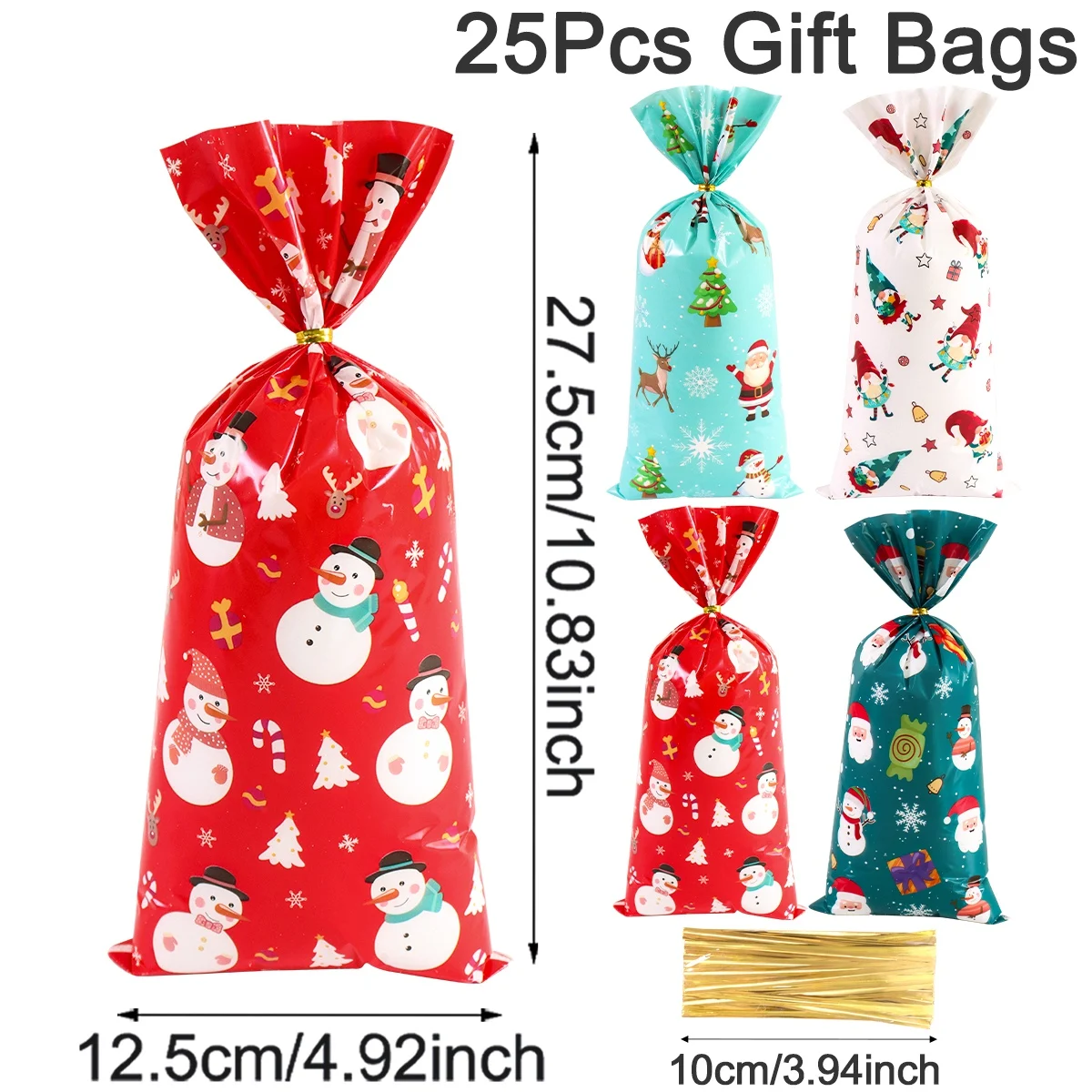 25/50/100 Stück Weihnachts-Süßigkeitentüten Weihnachtsmann-Keks-Verpackungsbeutel Weihnachtsdekoration 2025 Geschenktüten für Partyzubehör – Detail 10