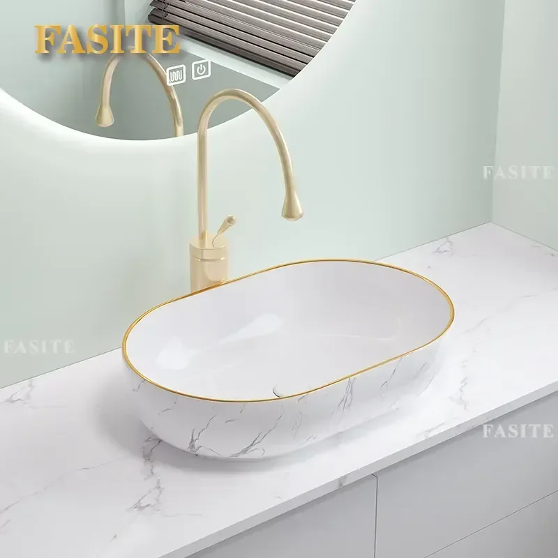 For Bathroom Customized Integrated Ceramic Art Basin Vanity Sink Modern Home Decor Factory Direct Sales Color