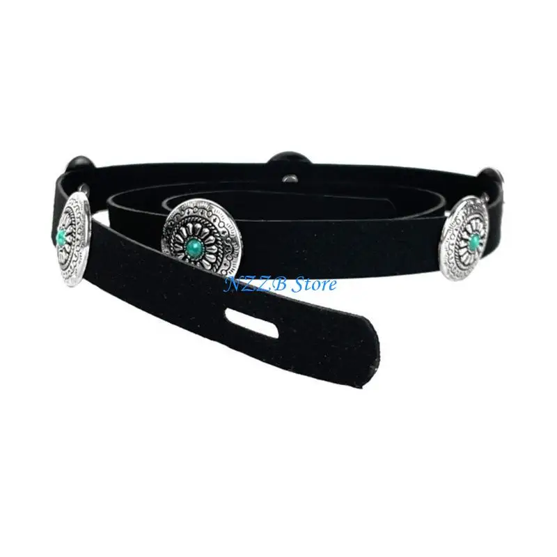 T21F 허리 벨트 새겨진 꽃 카우보이 카우걸 매력 빈티지 벨트