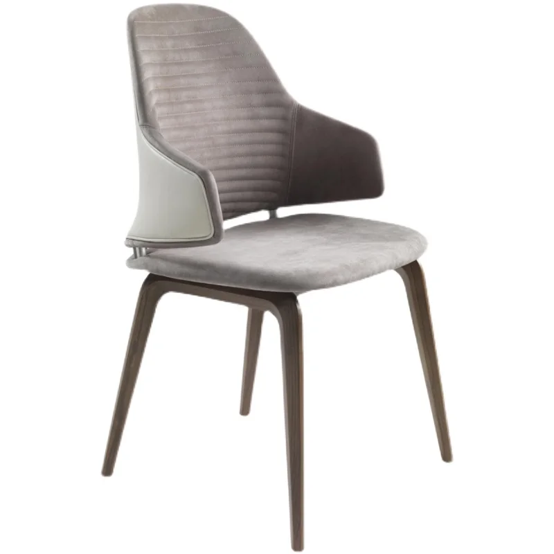 Meio Back Dining Chair com Braço Tecido, ash Wood, Design simples