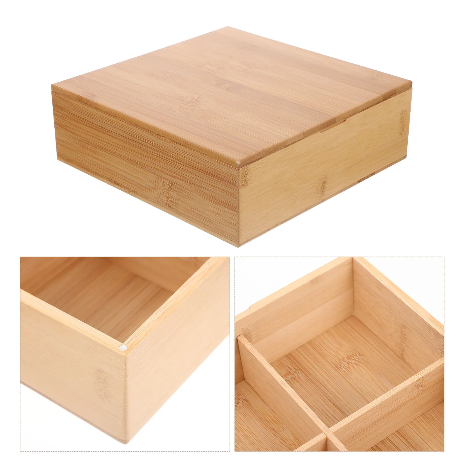 

Bamboo Storage Box Portable Cover Multi-Functional Organizer Tea Bag Candy Coffee Container Home Kitchen Desktop Storage