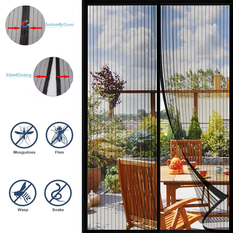 Magnetic Screen Door Curtains Mosquito Screens Fly Screens Automatic Closing Multiple Sizes Easy to Install for Living Room
