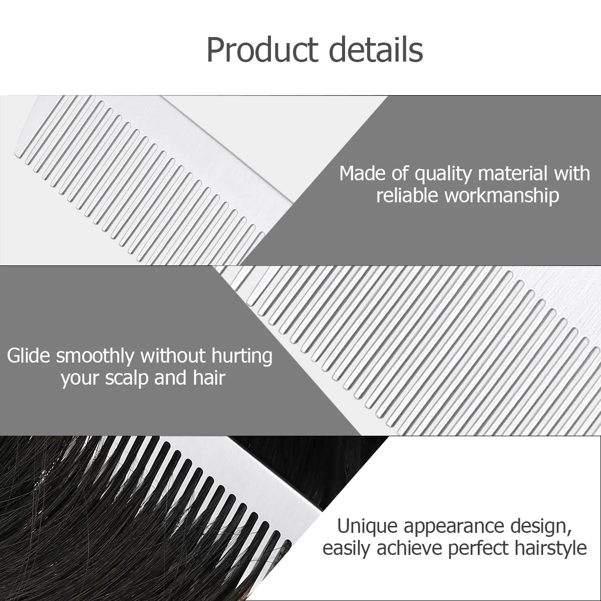 

1 шт., расческа из титановой стали, антистатический профессиональный парикмахерский инструмент для салона 21x3 см, серебристый прочный парикмахерский аксессуар