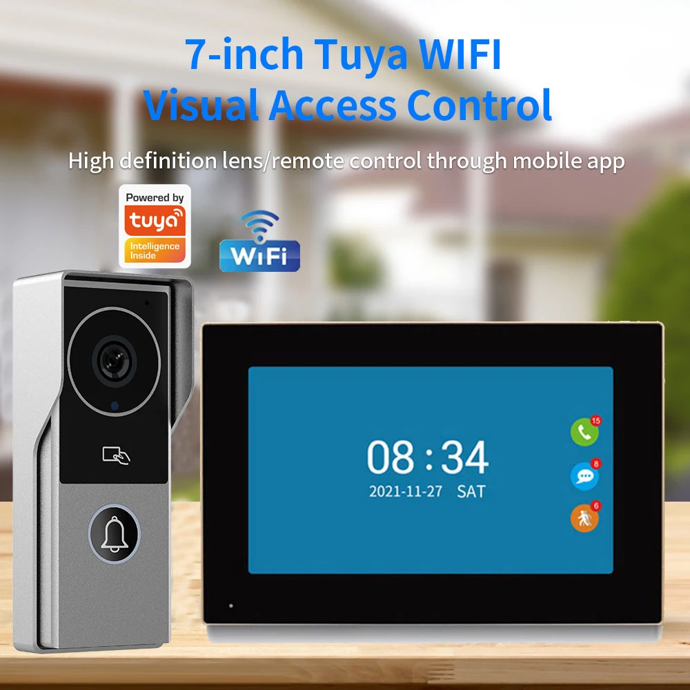 Sistema de Videoportero Wifi 1080P, Cámara de Videoportero, Compatible con la Aplicación Tuya, Kit de Intercomunicación con Video para Casa, Villa o Apartamento