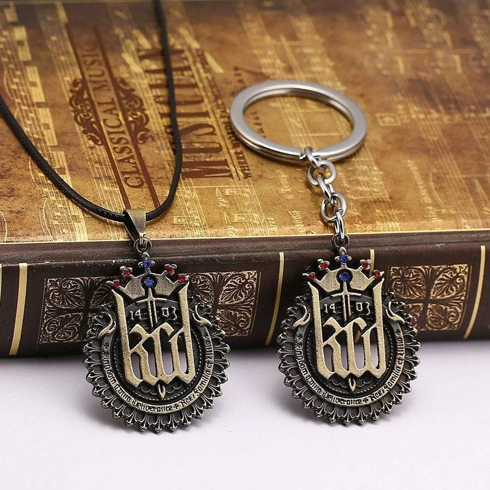 المملكة آند كوم قلادة المفاتيح مجموعة الرجعية لعبة قلادة سلسلة عنق كيرينغ مجوهرات اكسسوارات لمحبي اللاعبين