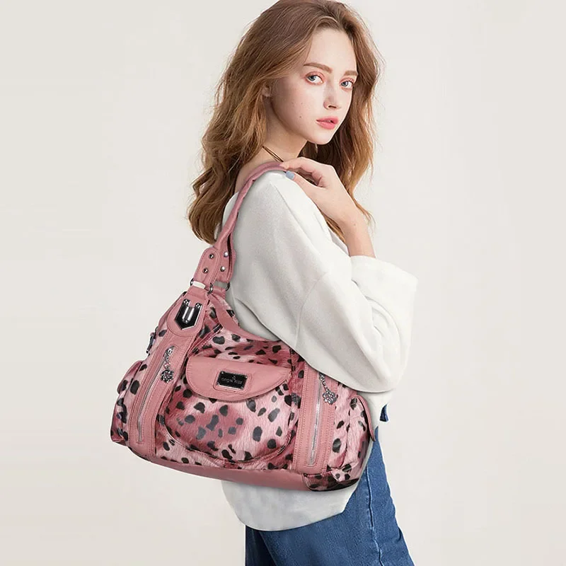 Women Soft PU Leather Handbags Luxury Large Capacity Shoulder Bags Multi-pocket Shopping Crossbody Bag Fashion Leopard Tote Bags