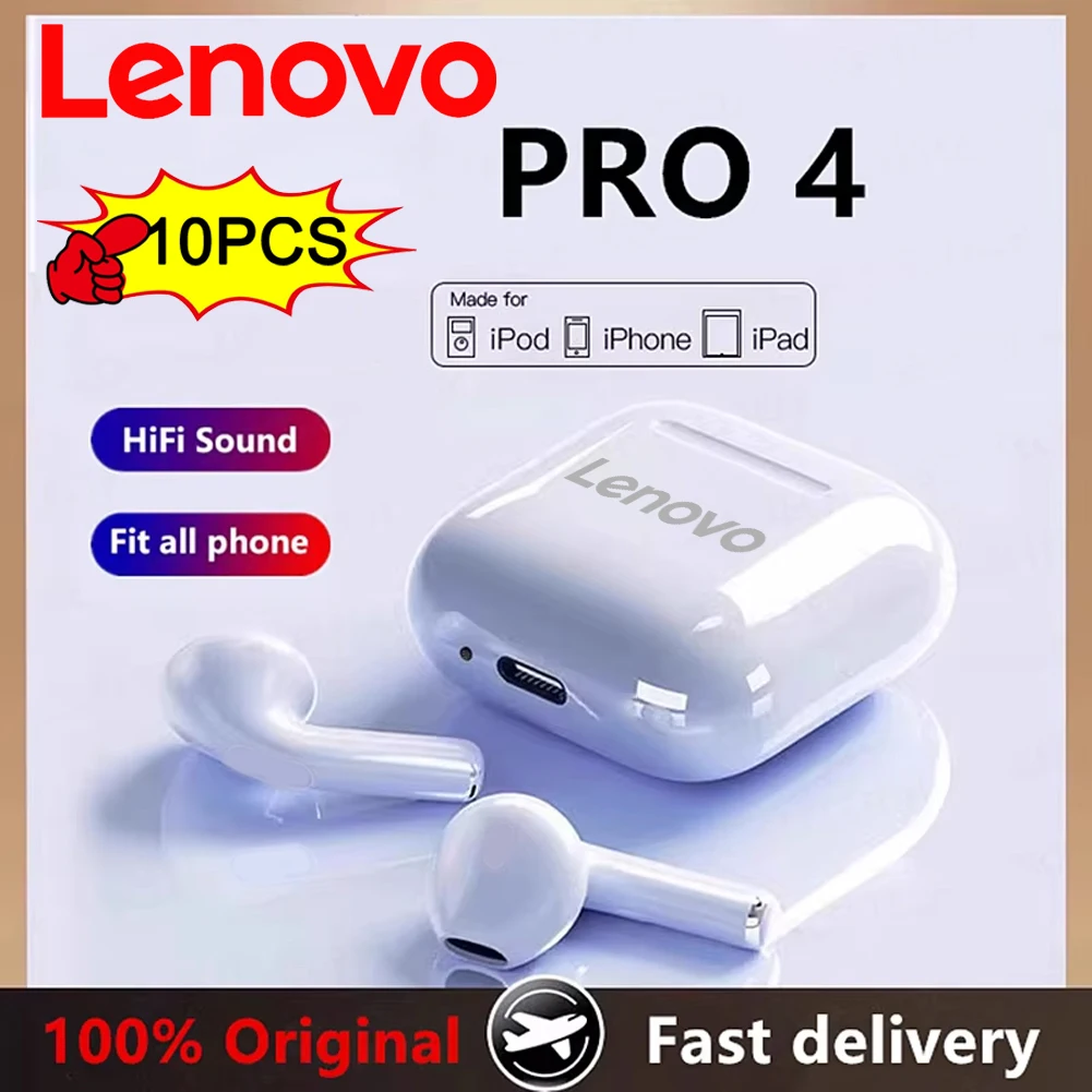 Lenovo Pro4 True Wireless Headphone Bluetooth 5.3 Earphones TWS Gaming Stereo 9D Noise Reduction Heavy Bass Mini In-ear Earbuds