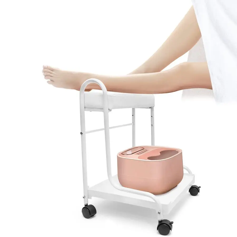 

Manicure Beauty Salon Nail Foot Bath Spa Portable Esthetician Trolley Cart for Foot Rest 3 Adjustable Height PU Cushion Funiture