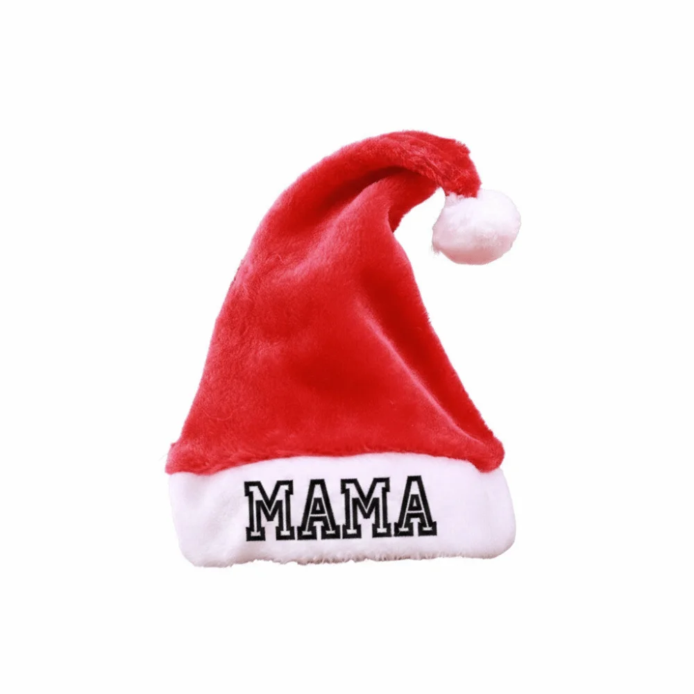 DAD MOM MINI Embroidered Family Matching Santa Hat Fluffy Soft Christmas Santa Cap Thick Parent-Unisex Santa Hat Home Decor