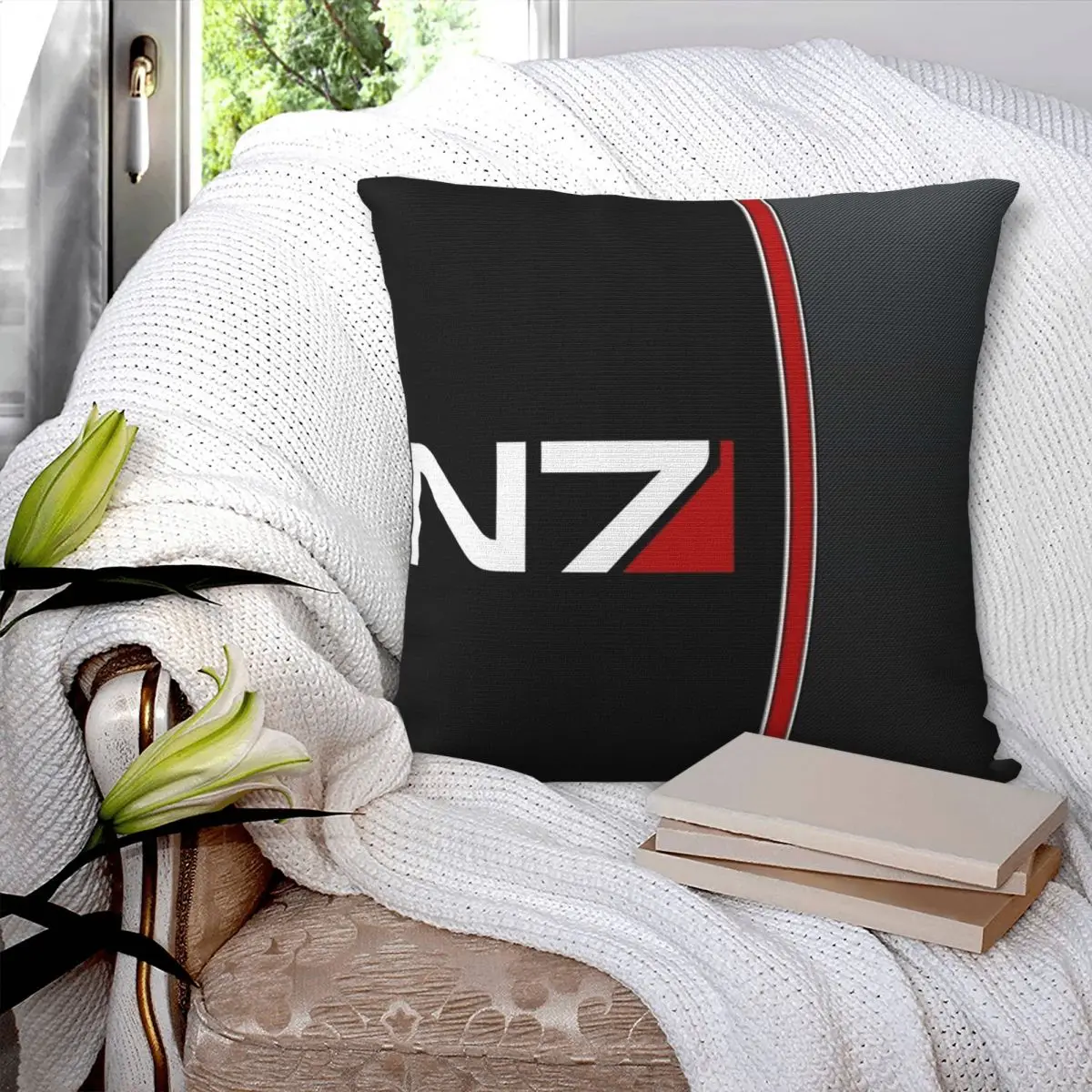 

N7 Mass Effect Emblem! Square Pillowcase Pillow Cover Polyester Cushion Decor Comfort Throw Pillow for Home Living Room