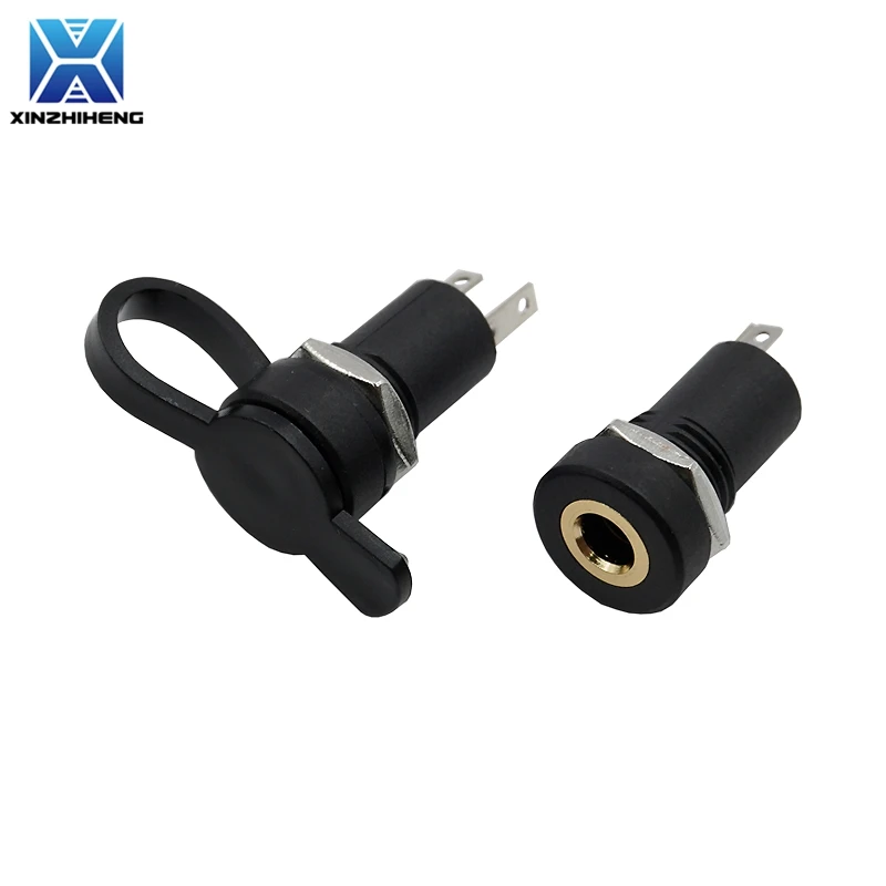 5PCS PJ392A 3.5MM Audio Jack Gniazdo żeńskie 3/4 Pole Stereo lutowanie panelu Z nakrętkami PJ391 PJ-392A 3/4Pin Black