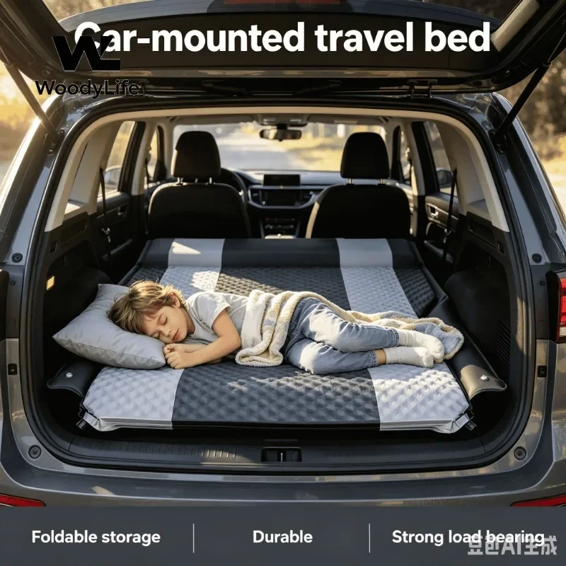Travel Camping Backseat Sleeping Pad Matelas Automatic Self Inflating Car Air Mattress Inflatable SUV Trunk Bed Rear Cargo