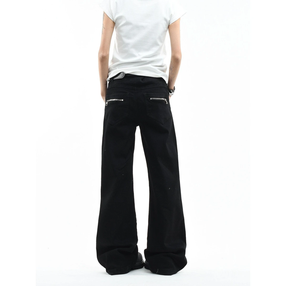 American Retro Punk Style Loose Casual Men's Jeans Zipper Design Small Audience Design Sense Micro Flared Pants