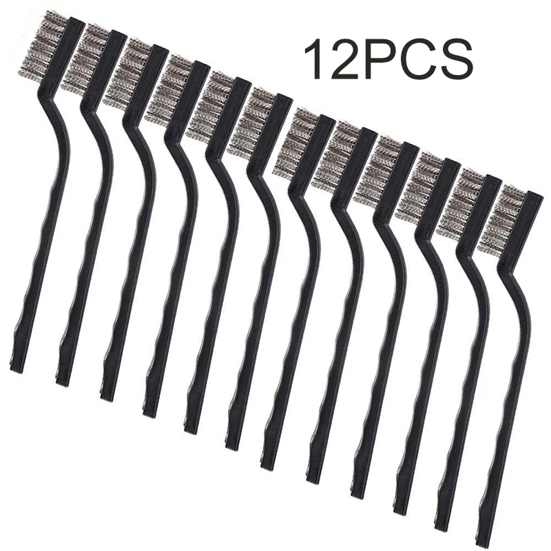 12Pc 170mm Steel Wire Brush Mini Stainless Steel DIY Paint Rust Remover Brush Metal Polishing Burring Removal Tools