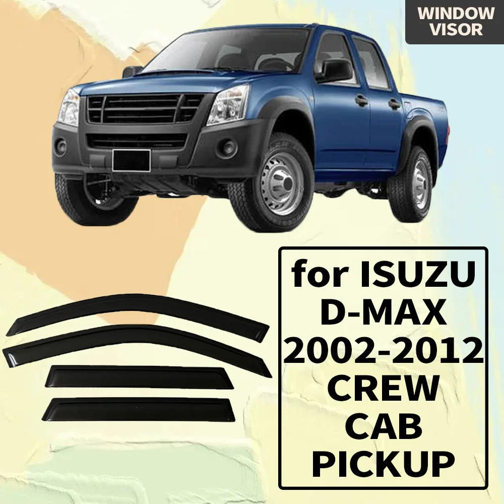 

Оконный козырек для ISUZU D-MAX 2002-2012 CREW CAB PICKUP, ветровые дефлекторы, защита от дождя, дверной козырек, вентиляционные шторы, вентиляционный козырек