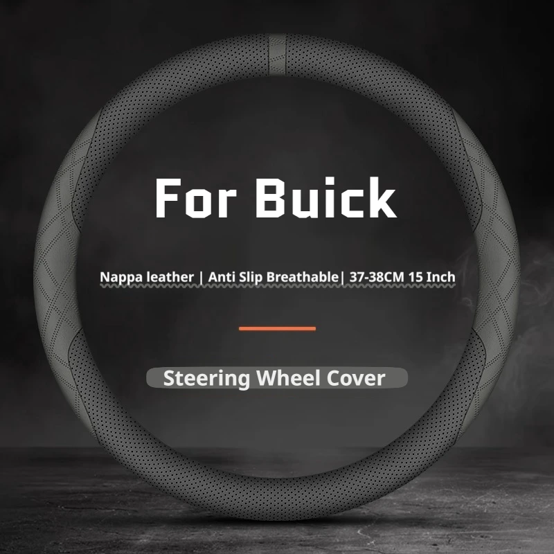 For Buick Leather Car Steering Wheel Cover Anti Slip Fit Enclave Envision Envista LaCrosse Regal Electra Wildcat Accessories