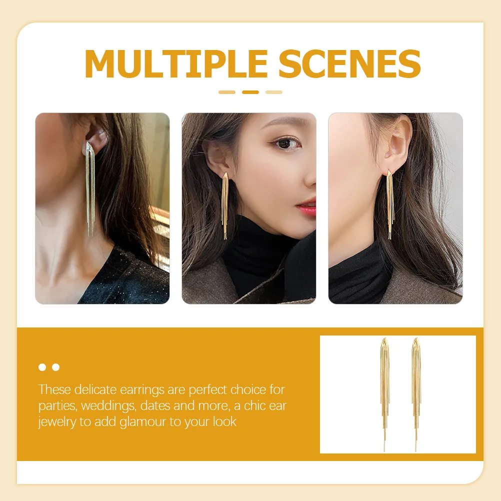 1 Par de Pendientes Colgantes con Borlas Doradas para Mujer, Joyería Chic para Oreja, Pieza de Moda para Verano, Playa, Boda, Cumpleaños, Club, Citas