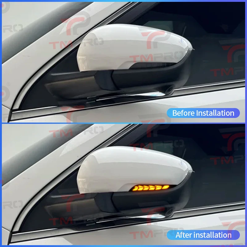 White and blue dynamic sequential LED rearview mirror turn signal daytime running light, for Geely Boyue Pro and Proton x70