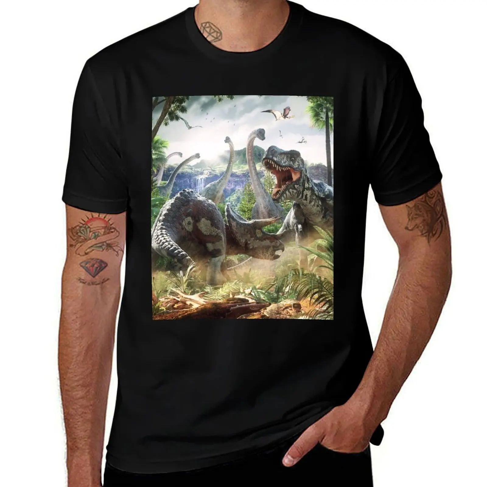 

Dinosaur Battle T-Shirt t shirts for man cotton funny t shirt man designer t shirts designer T-shirt