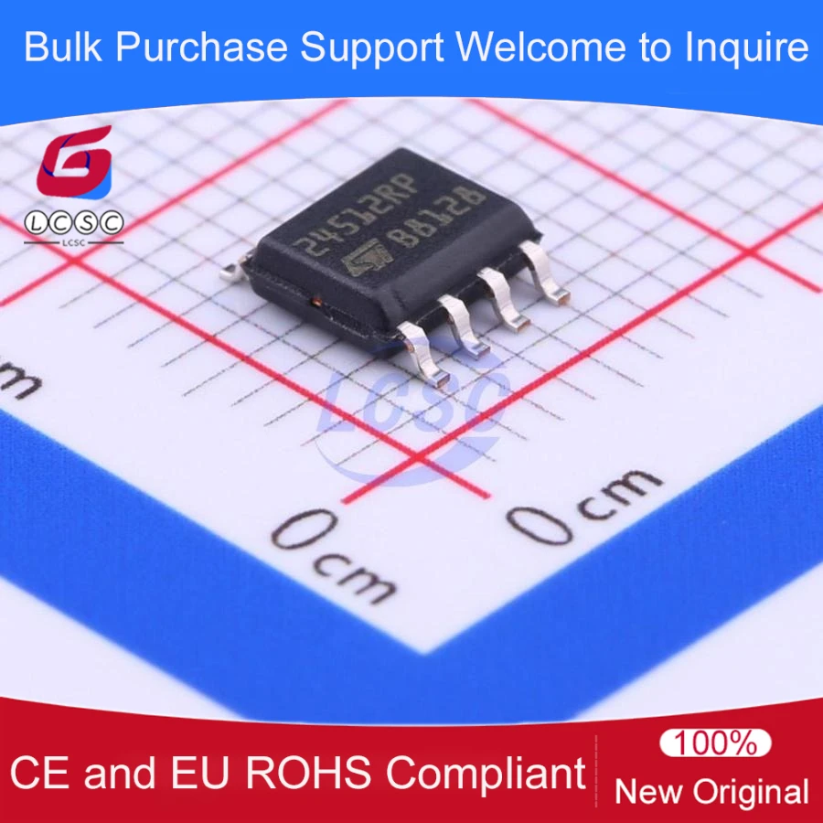 10Pcs/Pack M24512-RMN6TP EEPROM 512Kbit 1.8V~5.5V 1MHz I2C SOIC-8 Memory IC Chip Code 24512RP