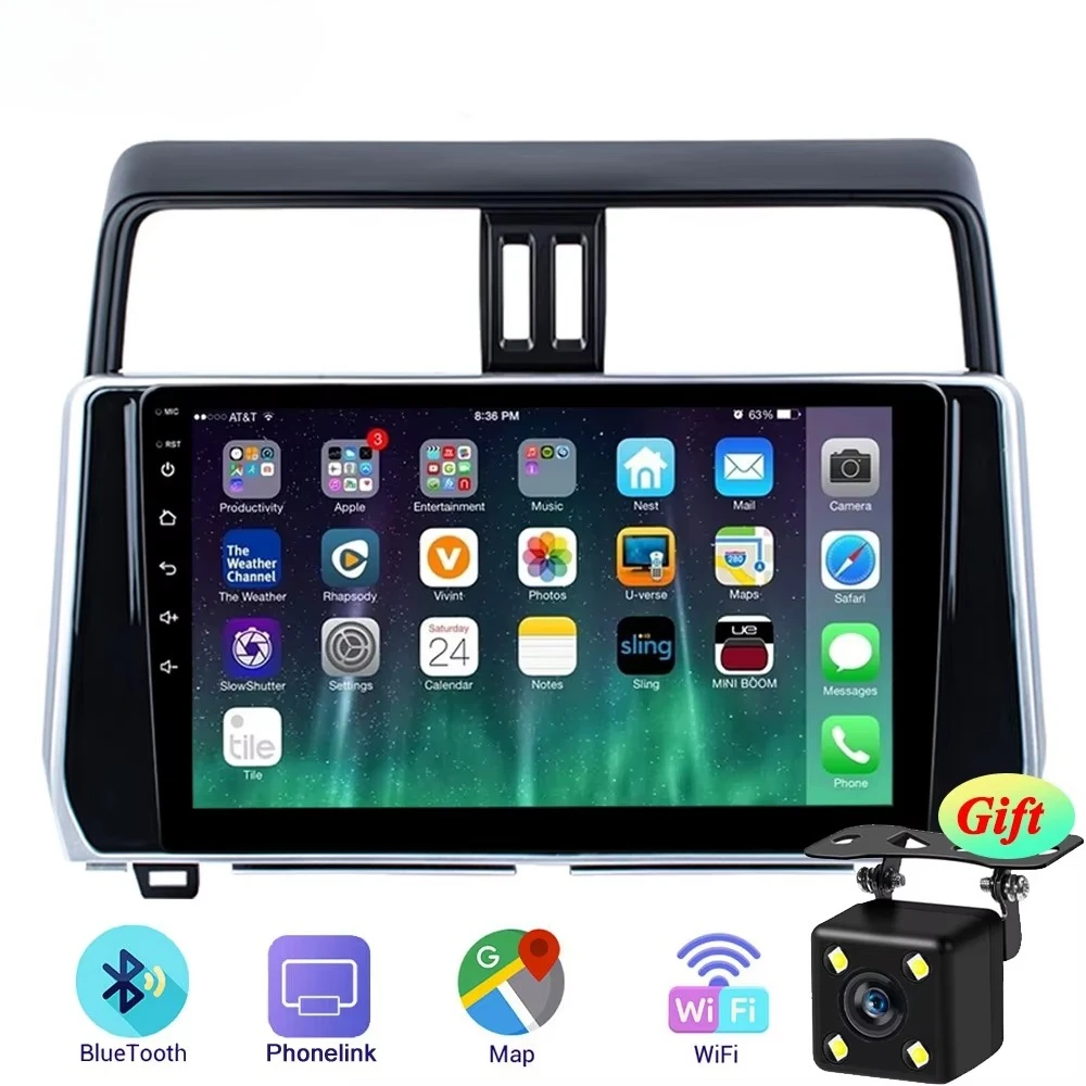 Reproductores Para Coches for Toyo.ta Land Cruiser Prado 150 2018 Android Autoradio 8Core 4G RDS Carplay