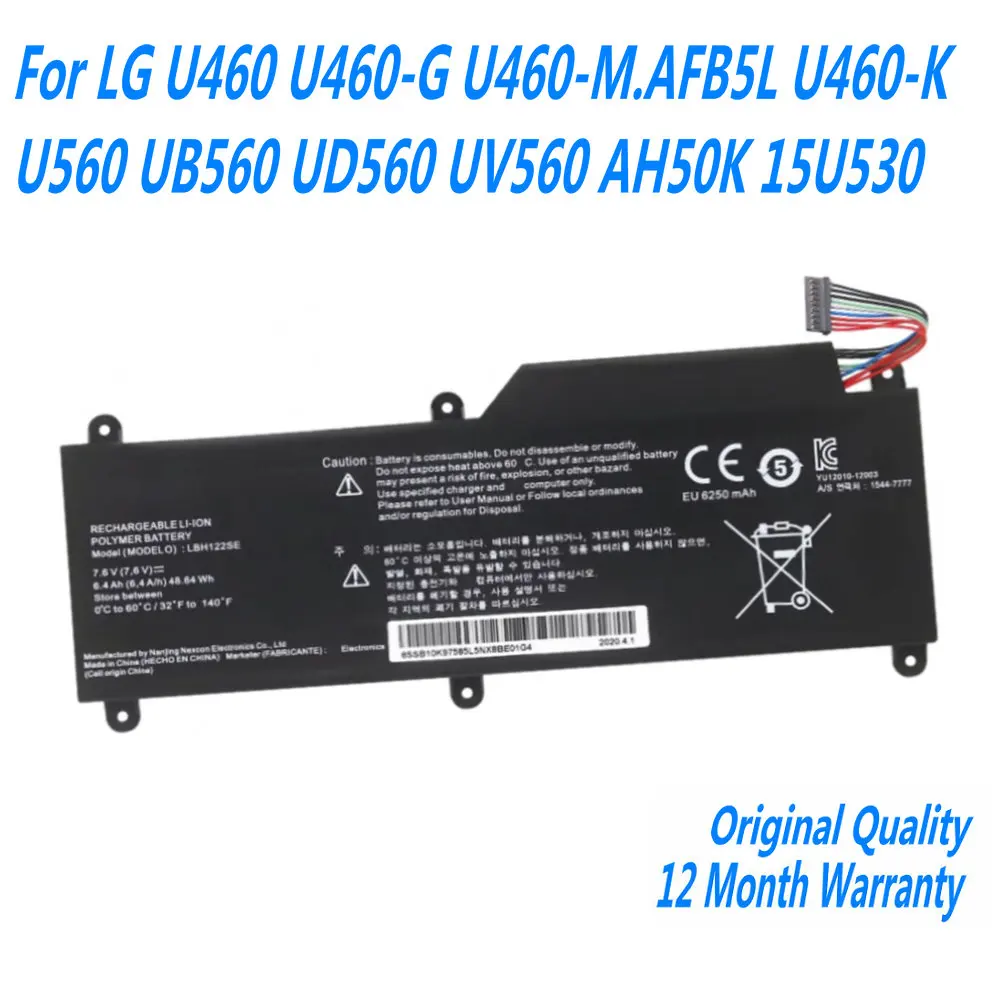 

NEW 7.6V 48.64Wh LBH122SE Laptop Battery For LG U460 U460-G U460-M.AFB5L U460-K U560 UB560 UD560 UV560 AH50K 15U530