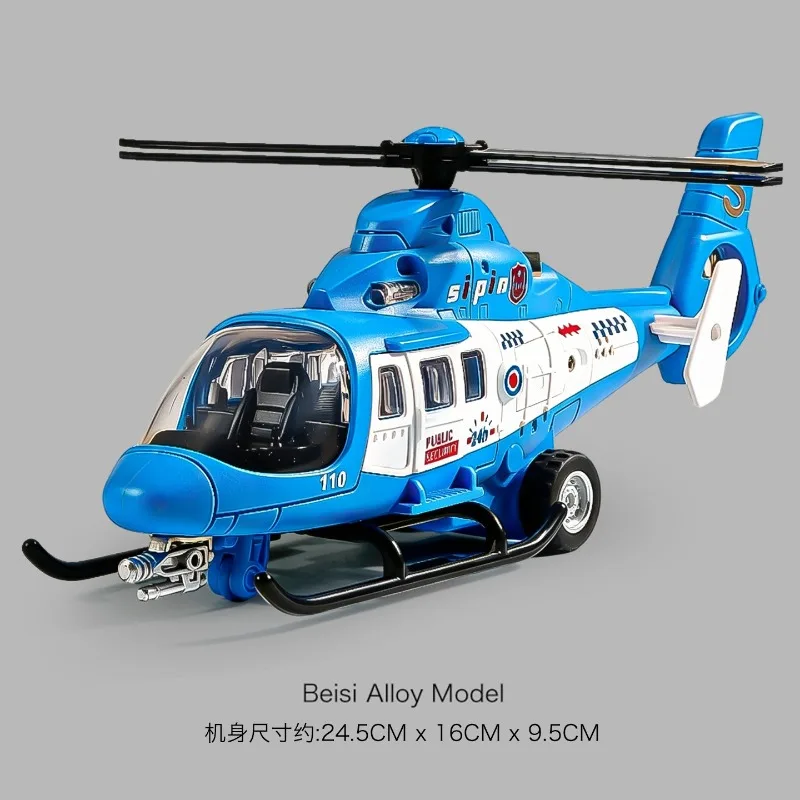 alloy helicopter model diecast rescue aircraft toy with sound effect rotor practical gift for hobby collection desktop display - view 5