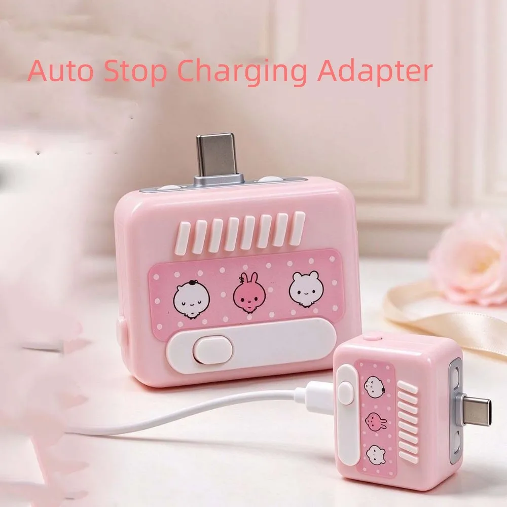 Auto Disconnect Auto Stop Charging Adapter Overcharge Protection Type-C Automatic Power-off Charger Pink Auto Power Off