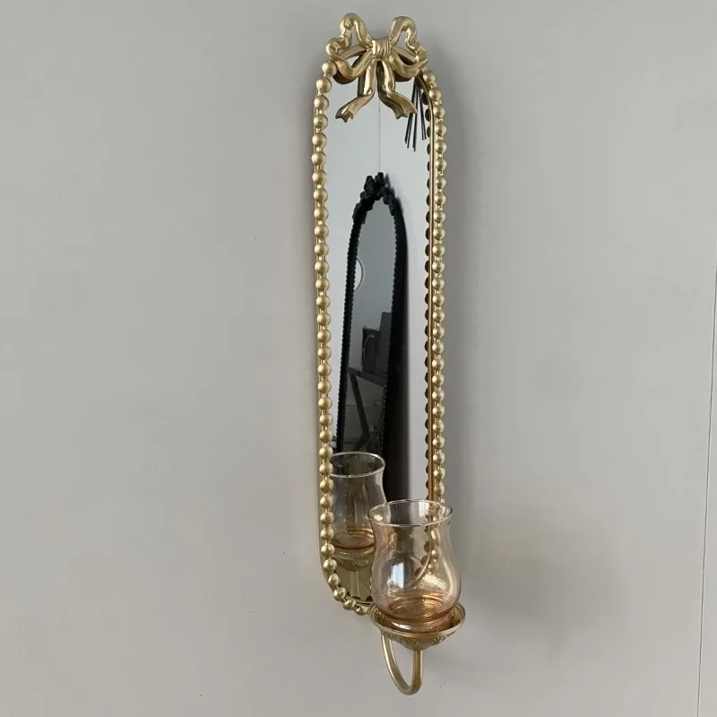 Mirror Wall Hanging Candle Holder Vintage Candles Holders Aesthetic Elegant Candlestick Luxury Decorative Metal Candlesticks