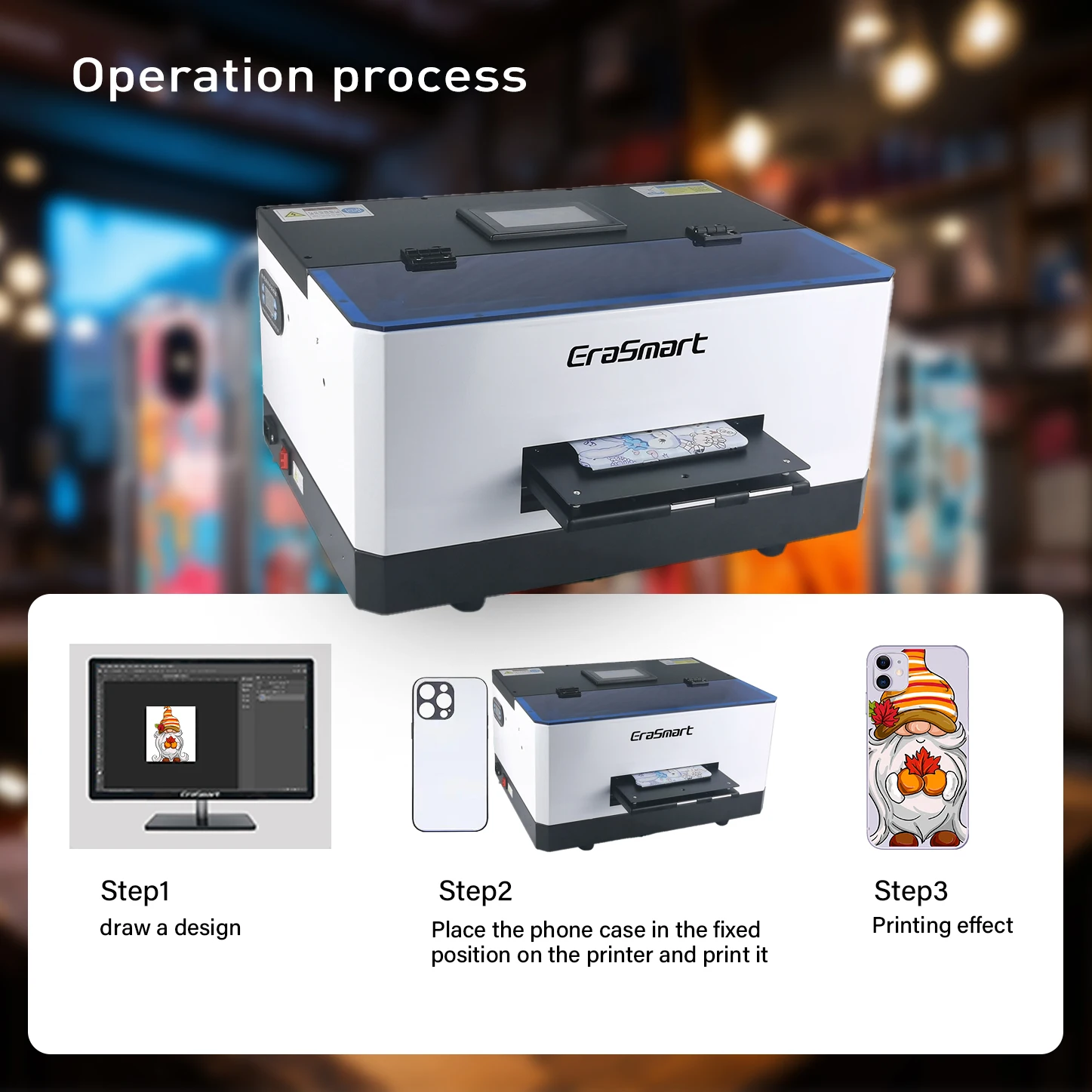 EraSmart 2024 New Version Digital Inkjet Printer A5 UV Printer For Phone Case Printing