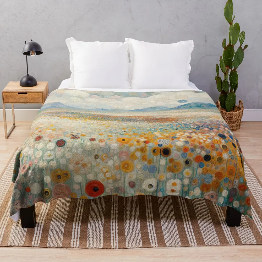 

Gustav Klimt Flower Garden Throw Blanket Reusable Durable Soft Blanket for All Seasons