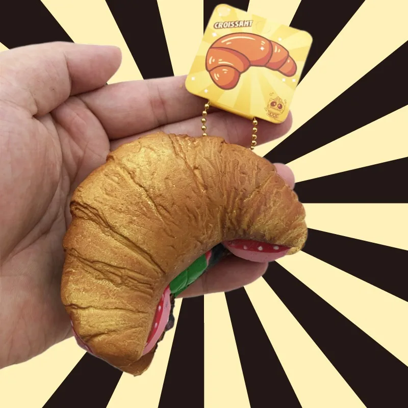 

Cute Simulated Croissant Hamburger PU Slow Rebound Toys Creative Soft Pinch Music Fidget Toy Child Adult Decompression Toy