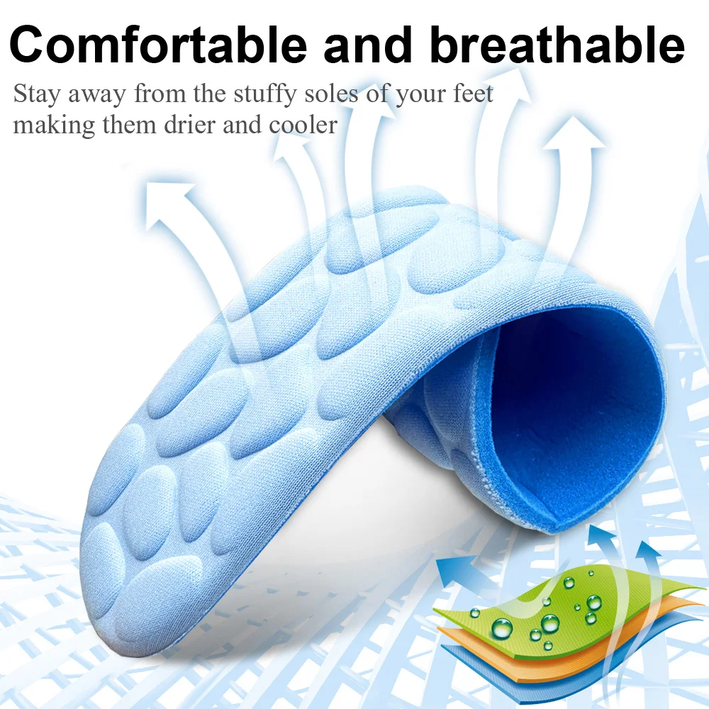Sport Running Insoles Soft Memory Foam Massage Breathable Cushion Orthopedic Feet Men Women Shock Absorbing Sole Pads