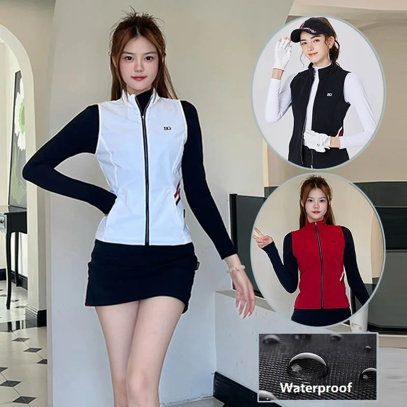 Blktee Winter Korean Golf Clothing Women Stand Collar Vest Sleeveless Waterproof Golf Jacket Windproof Versatile Windbreaker