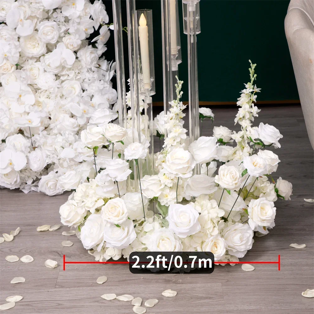 5.2x1.9ft Pure White Rose Phalaenopsis Hydrangea Artificial Flower Arrangement Floral Row Wedding Party Backdrop Decoration