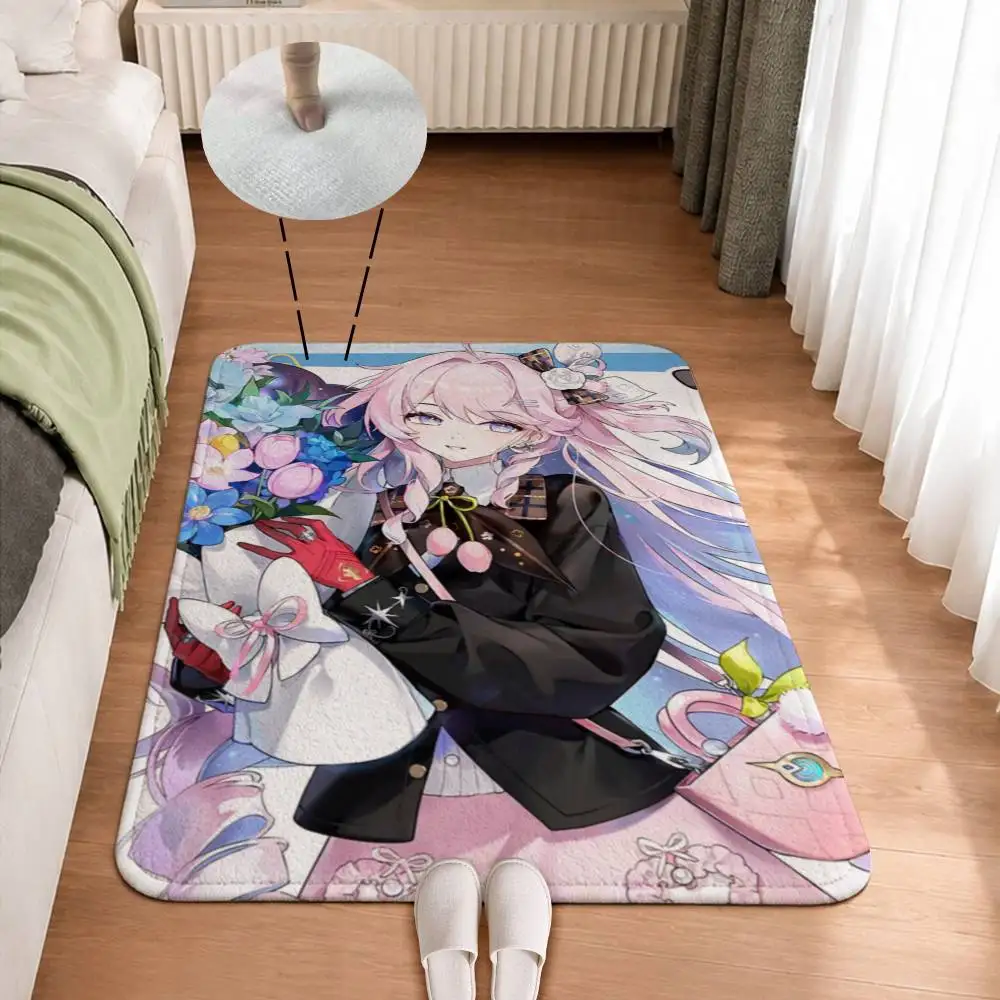 Slacker Priestess D-Denia Game Wuwa Short Plush Non-Slip Floor Mat, Easy to Clean, for Bathroom Door & Bedroom Door