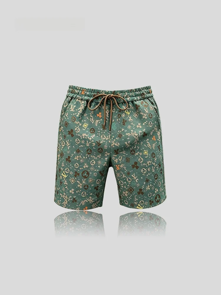  Embroidered Casual Sports Shorts Beach Five-Point Men's Summer New Style I.T  Loose Fit Drawstring Polyester Fiber