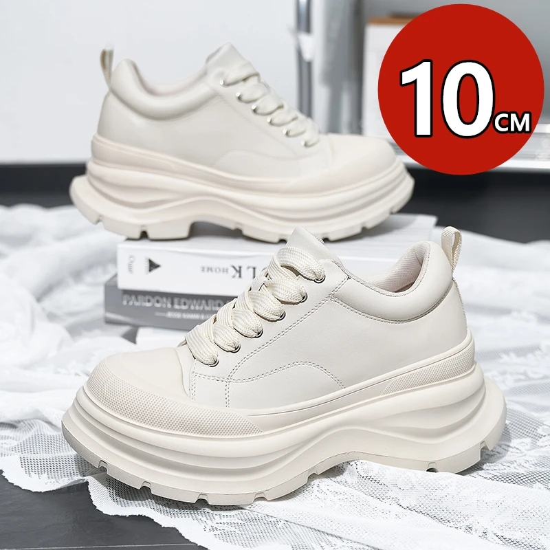 

Новые мужские кроссовки-лифтинг 2026 года из натуральной кожи на платформе, спортивные, массивные, увеличивающие рост на 10 см, размеры 38-44