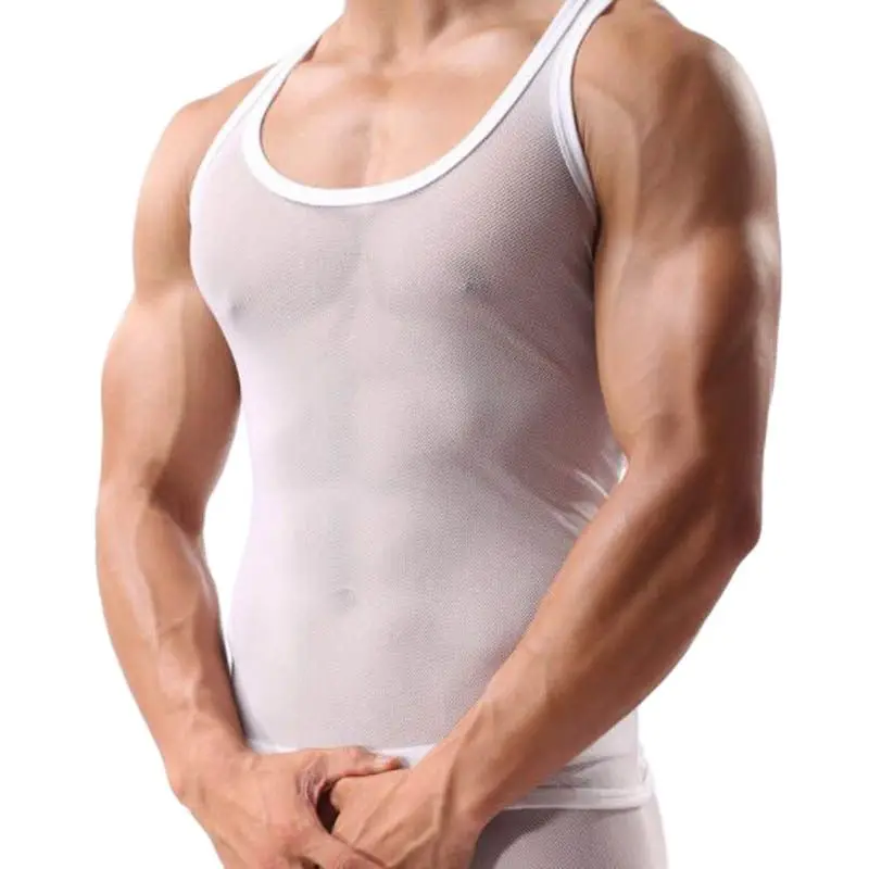 Men T-shirt Wrestling Mesh Sexy Breathable Singlet Men Shirts For Men Undershirts Gay Body Hombre Roupas Masculinas Solid