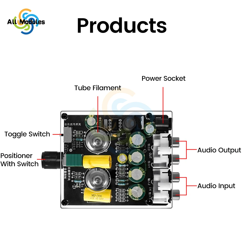 DC12-16V with Boost 6K4 Audiophile Tube Preamp Board Amplifier HiFi Bile Preamp Three Stage Adjustable