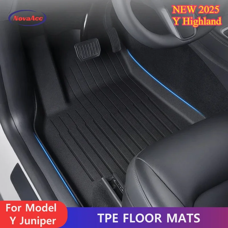 Car Floor Mats For Tesla Model Y Juniper 2025 Double Layer Carpets TPE Trunk Pads Waterproof Non-slip Cargo Liner Protective Pad