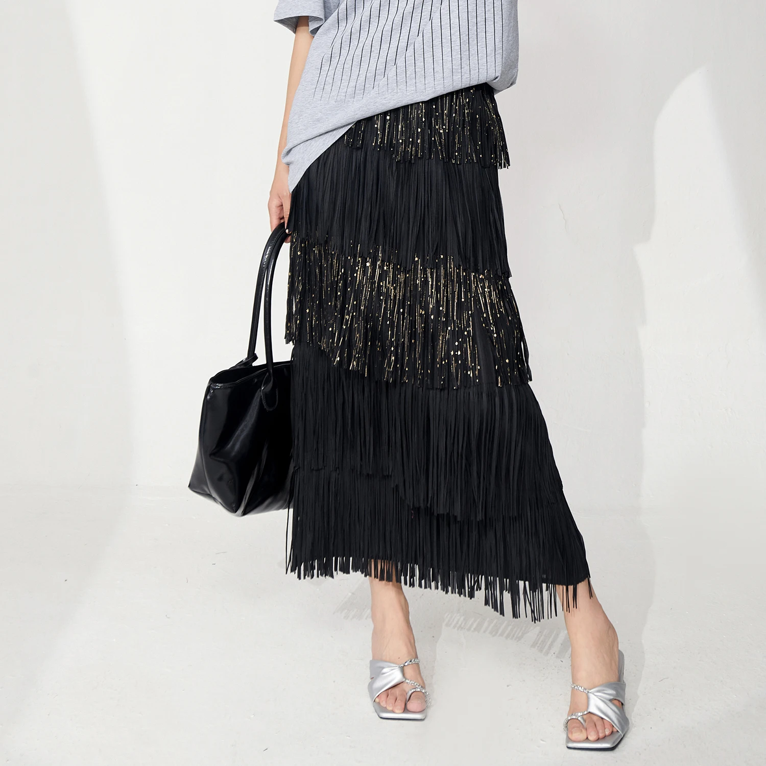 Direct From the Factory Women's Elegant Skirt Design High Quality Stretch Tassel Skirt Summer