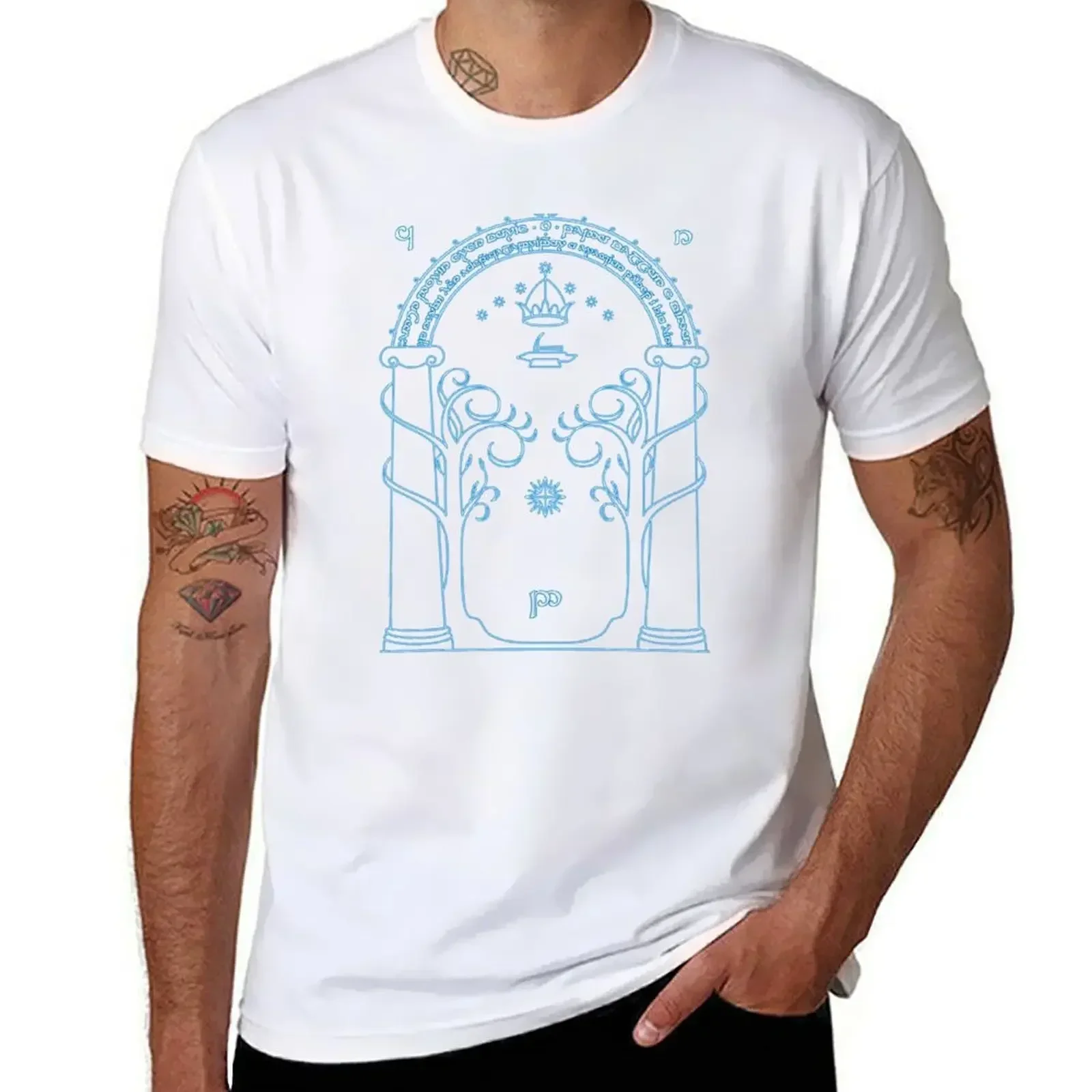 tops tees cute clothes sublime mens t shirts  Gate to Moria - Light Blue T-Shirt